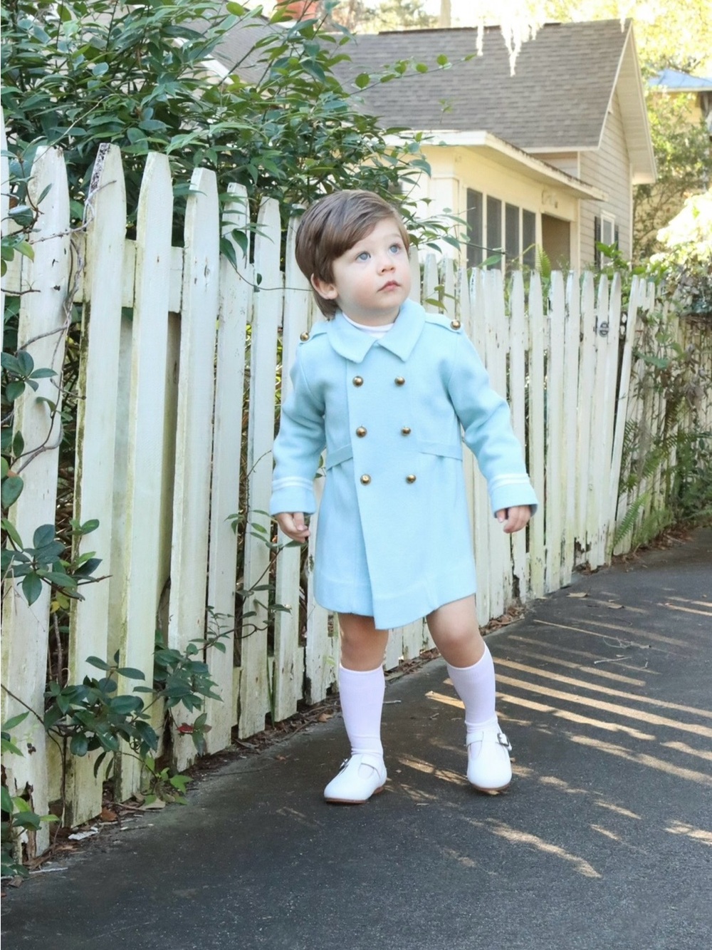 Vintage blue toddler peacoat with brass buttons (2t)